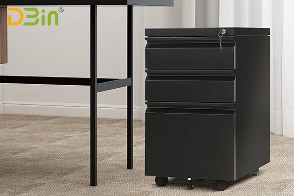New design steel 3 drawer black pedestal file cabinet factory 